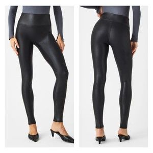 SPANX Faux Leather Leggings, Black, Sz L